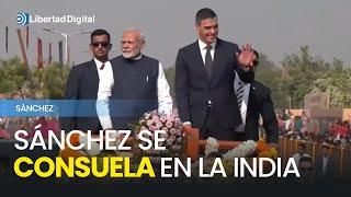 Sánchez se consuela en la India con una exaltada bienvenida entre flores y cánticos