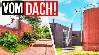 10M Sprung auf MINI-Matratze! & FETTE AIRTIME bei Sprung von DACH! | Parkour in Essen