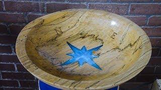 Woodturning a Compass Bowl with Resin and More! - It Works!