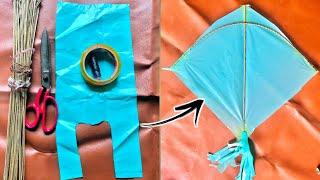 How To Make a Garbage Bag Kite making with new experiment  | kite banane ka tarika | kite making