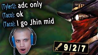 Tyler1 wanted adc so I carried him with Mid Jhin