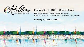 2023 ArtiGras Fine Arts Festival poster: "Palm Beach Gardens"