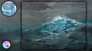 Wave - Seascape - Krita speedpaint - Process of creation