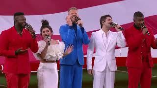 Pentatonix performs the Star Spangled Banner at the 2023 CFB National Championship 