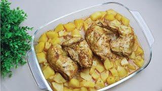 Chicken And Potatoes Tray (no oven)|صينية البطاطا مع الدجاج بدون فرن بصوص مميز ومذاق رهيب 