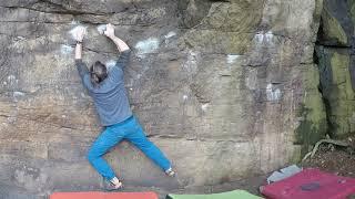 Bouldering in Shropshire at Nesscliffe. This one is Little Northumberland 7C at The Terrace