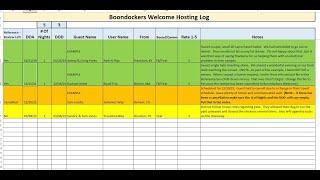 Boondockers Welcome Host and Guest Log