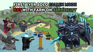 FIRST EVER SOLO FALLEN MODE ON SIMPLICITY NST WITH FARM - ROBLOX TOWER DEFENSE SIMULATOR