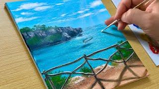 Easy Way to Paint a Beach Scene / Acrylic Painting for Beginners