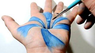 Trick Art on Hand - Cool 3D Hole Optical Illusion