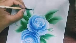 How To Draw Rose Flower Painting|Blue Rose|Rose Painting