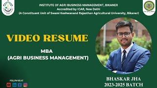 Mr. Bhaskar Jha || MBA (ABM) 23-25 ||  Video Resume || IABM Bikaner ||