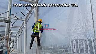 PTFE Mesh Fabric Membrane Steel Structure Hospital building Shading Facade #construction #ptfe