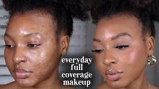 EASY, FLAWLESS FULL COVERAGE EVERYDAY MAKEUP ROUTINE FOR ACNE TEXTURED SKIN | KENSTHETIC