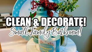 CLEAN & DECORATE WITH ME FOR CHRISTMAS! FAMILY BATHROOM Budget Decor | Holiday Hop Around the House