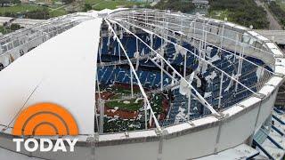 Hurricane Milton blows roof off Tampa baseball stadium