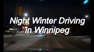 Late at Night Winter Driving Winnipeg Manitoba Canada 4K 24fps HD Video