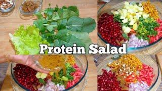 High protein salad recipe with chickpeas, fruits, and vegetables for weight loss #weightloss