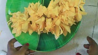 how to string shenbagapoo/champa/sampige diy flower garland making tying