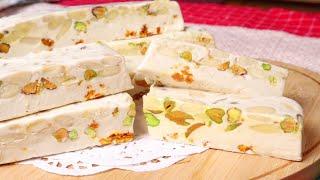 WHITE NOUGAT SWEETS WITH NUTS & HONEYCOMB - HOMEMADE SOFT SWEETS LIKE SWEETS SHOP STYLE NOUGAT