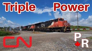 CN's Triple Power Pull, BNSF Unit on the CN Dundas Sub!