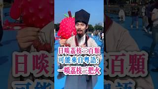 中國最偉大的文學家蘇軾寫過一句詩「日啖荔枝三百顆」，可能是來自粵語「一啖荔枝三把火」 #cantonese #张弛粤语 #粤语 #广东话 #苏轼 #荔枝