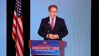 Rep. Adrian Smith speaks during the Republican election night watch party