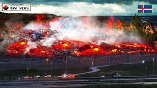 Horrible Today: Live Footage Iceland volcano Lava Pool Erupts Burn down the Blue Lagoon Parking area