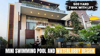 Inside a 500 yard Modern Design 7 BHK House With Lift, Water Body Design, Mini Swimming Pool