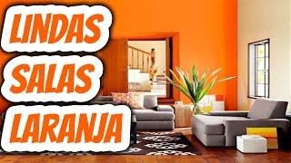 Modelos ideias sala de jantar estar em tons cor laranja. Imagens fotos para decoração alaranjado