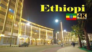 ለማመን በሚከብድ ፍጥነት ፏ ብሎ በማለቅ ያለው ፒያሳ | Addis Ababa Walking Tour  Piassa @Night  Ethiopia [4K]