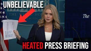 HEATED: Karoline Leavitt Clashes with Reporters Over Tariffs and Deporting Hamas Sympathizers