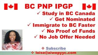 BC PNP International Post Graduate Program - British Columbia Canada Faster Immigration: