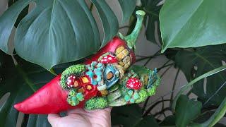 DIY Fairy Chili House Lamp Using Plastic Bottle & Air Dry Clay, Craft Idea