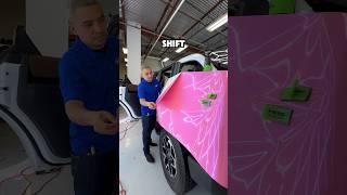 Super Rare Pink Car Wrap!  #carwrapping #carwrap #asmr #pink #satisfying