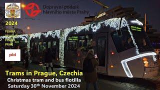 Prague, Czechia: Launch of the Christmas 2024 tram & bus fleet on Saturday 30th November 2024.