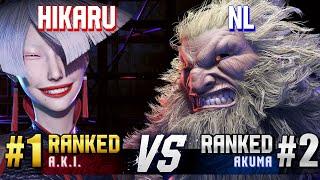 SF6 ▰ HIKARU (#1 Ranked A.K.I.) vs NL (#2 Ranked Akuma) ▰ High Level Gameplay