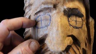 Dremel Carving - How to carve eyes on a woodspirit.