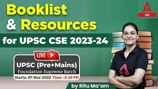 UPSC 2023 | Booklist And Resource For UPSC CSE 2023-24 By Ritu Mam