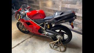 1999 Ducati 996S  Carbon fiber cold start video 43 degree F outside temp. Without Fairings