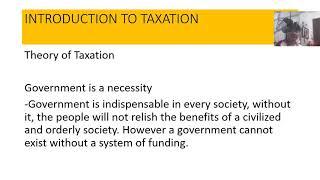 Income Taxation: Chapter 1- Introduction to taxation Part 1A