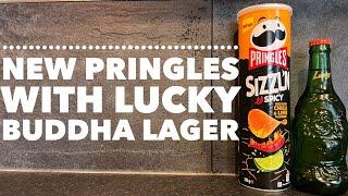 Lucky Buddha Lager Beer Review With Pringles Sizzl'n Spicy Mexican Chilli & Lime Review