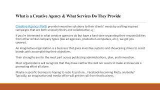 What is a Creative Agency & What Services they provide