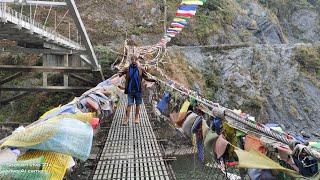 Amochu Suspension bridge over Torsa river at Phuentsholing, Bhutan. #suspension_bridge