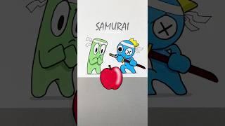 Greatest Samurai challenge Rainbow Friends BLUE vs GREEN Funny Animation Meme #shorts #satisfying