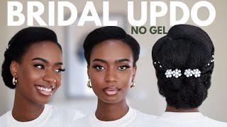 SIMPLE NO GEL BRIDAL FORMAL ELEGANT UPDO NATURAL HAIRSTYLE