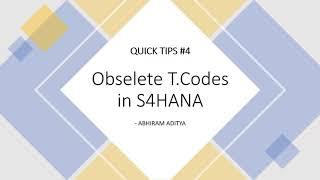 SAP S4HANA #QuickTips #4 | Obsolete Transaction Codes in S4HANA | AC SAP Consulting