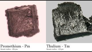 Promethium - Pm vs Thulium - Tm Comparing Element attributes Atoms