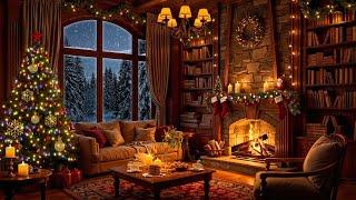 Warm Christmas Ambience with Jazz Relaxing Music  Soft Jazz & Crackling Fireplace for Relaxation