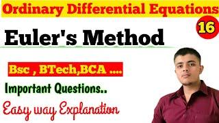 Euler's Method| Euler's Method I'm Hindi| Euler's Method lec 16 ordinary differential equations